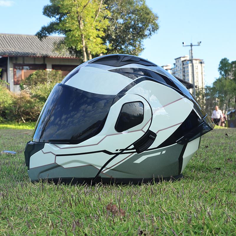 ORZ Flip Up Motorcycle Helmet Modular Full Face Dual Visor DOT Approved Street Bike Touring Crash Helmet