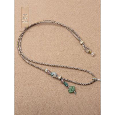 Collana con Ciondolo in Giada Hetian Intrecciato a Mano Regolabile con Design a Nuvola Propiziatoria