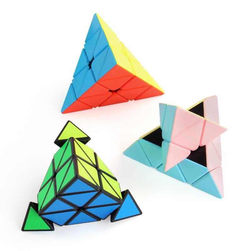 Puzzle Solid Color Black Background Sticker Third-Order Pyramid Rubik'S Cube Smooth Rotation Special-Shaped Rubik'S Cube Toy