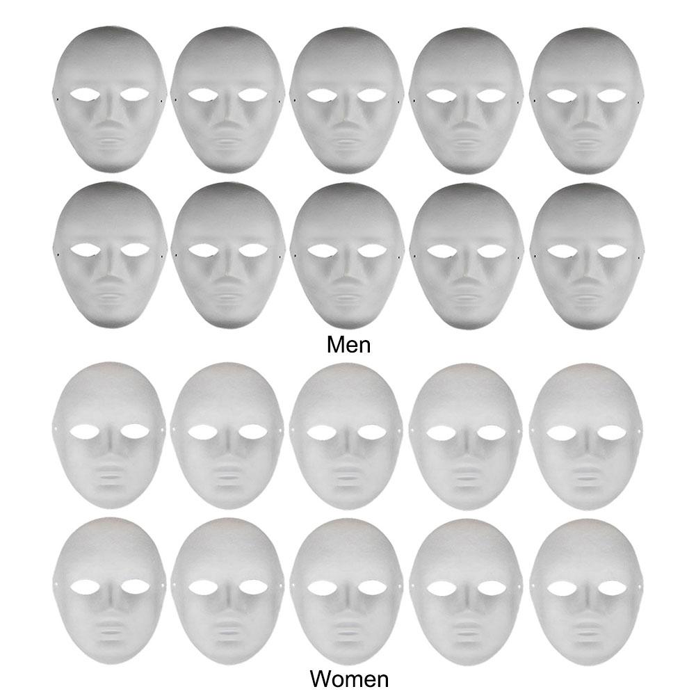 10Pcs Blank Mask Smooth Surface Full Face Mask Creative DIY Masquerade Mask Cosplay Mask Masquerade Accessories