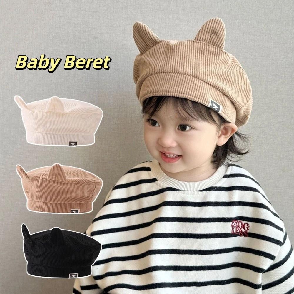 Cute Baby Corduroy Beret Korean Duck Tongue Cap Lovely Cat Ear Beret  Kids