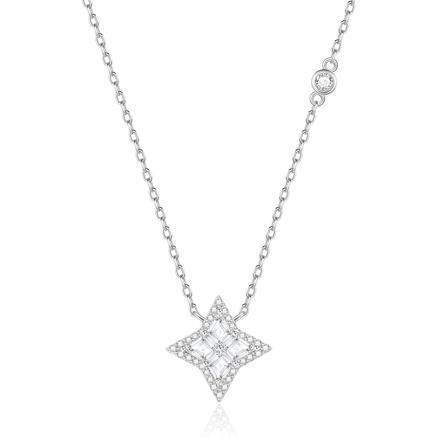 

Necklace for Cross Star Horizontal Gift Wrapping Included [FANCIME] Women, Star, Starlight , Motif, Zirconia, Pure, Line, Silver, S925, Sparkly,