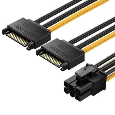 Sata15Pin To 6 Pin Power Supply Cable for Graphics Card  Power Adapter Cable PVC Coating Safe and Stable Performances