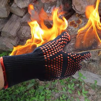 Guantes de barbacoa engrosados, guantes para horno de alta temperatura, resistentes al fuego de 500 a 800 grados, guantes para barbacoa con aislamiento térmico para microondas