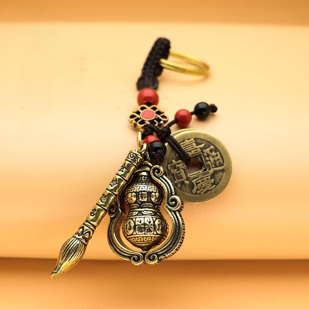 Lucky Brass Gourd Pendant Brass Crafts Mini Gourd Figurines Rotating Gourd Ornaments Desktop Decor