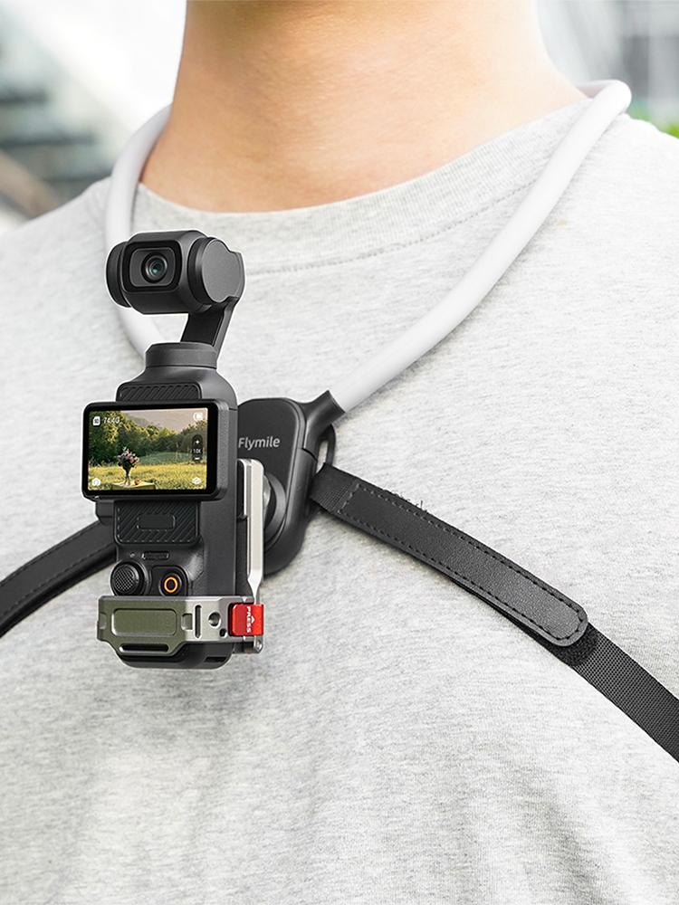 Neck Mount Holder w/ Chest Strap Flexible Quick Release Action Camera Neck Holder for DJI Action 5 Pro/Osmo 360/Insta360