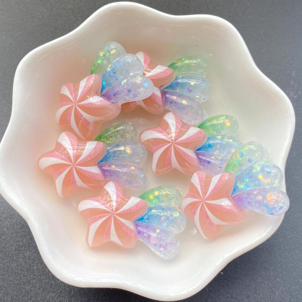 10pcs Resin Kawaii Cute Shiny Colorful Stars Rainbow Flat Back Stones Applique DIY Wedding Home Decor DIY Jewelry Making