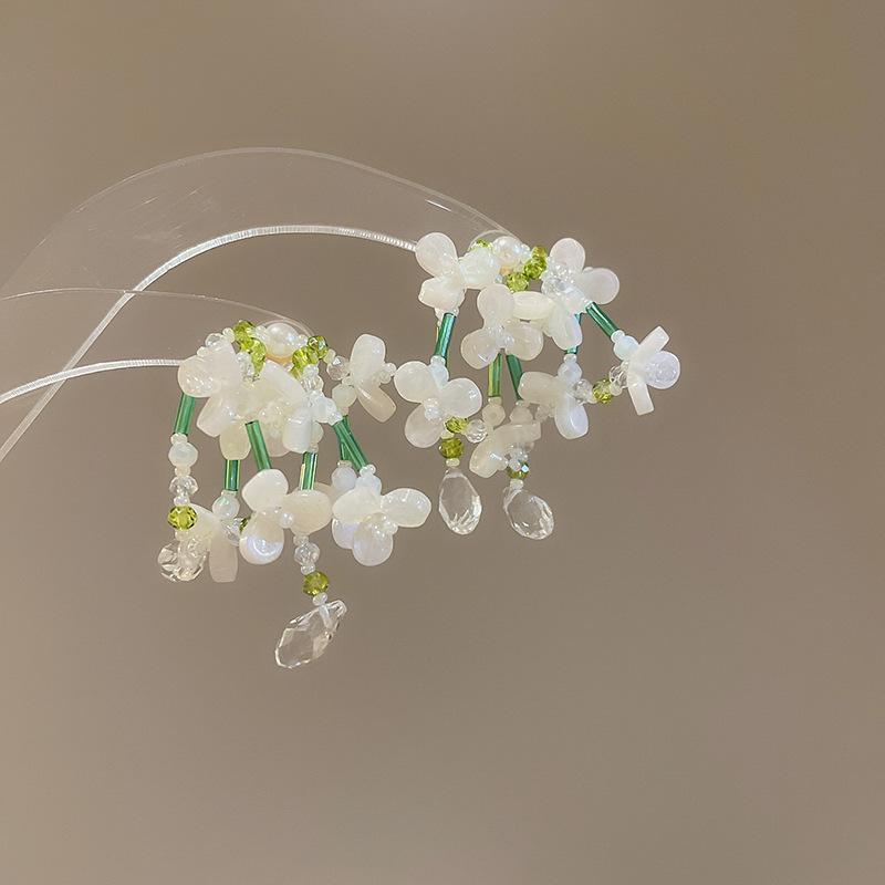Small Fresh Grape Flower Fringed Earrings Korean Girl Heart Sweet Stud Earrings New Cute Versatile Earrings