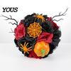 Halloween Flower Bouquet Wedding Bouquets for Bride And Bridesmaid, Gothic Artificial Bouquet, Cobweb Arrangement Black Rose Blooms Fake Centerpiece,