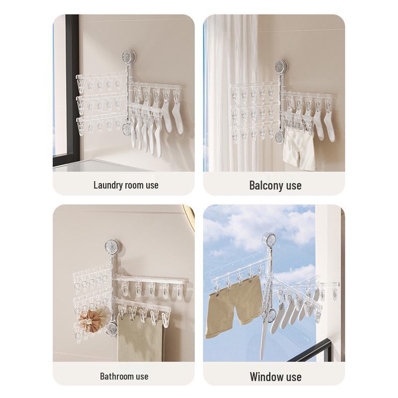 Rotating Suction Cup Clothes Drying Clips – Wall-Mounted, Multi-Functional for Socks & Underwear Drying