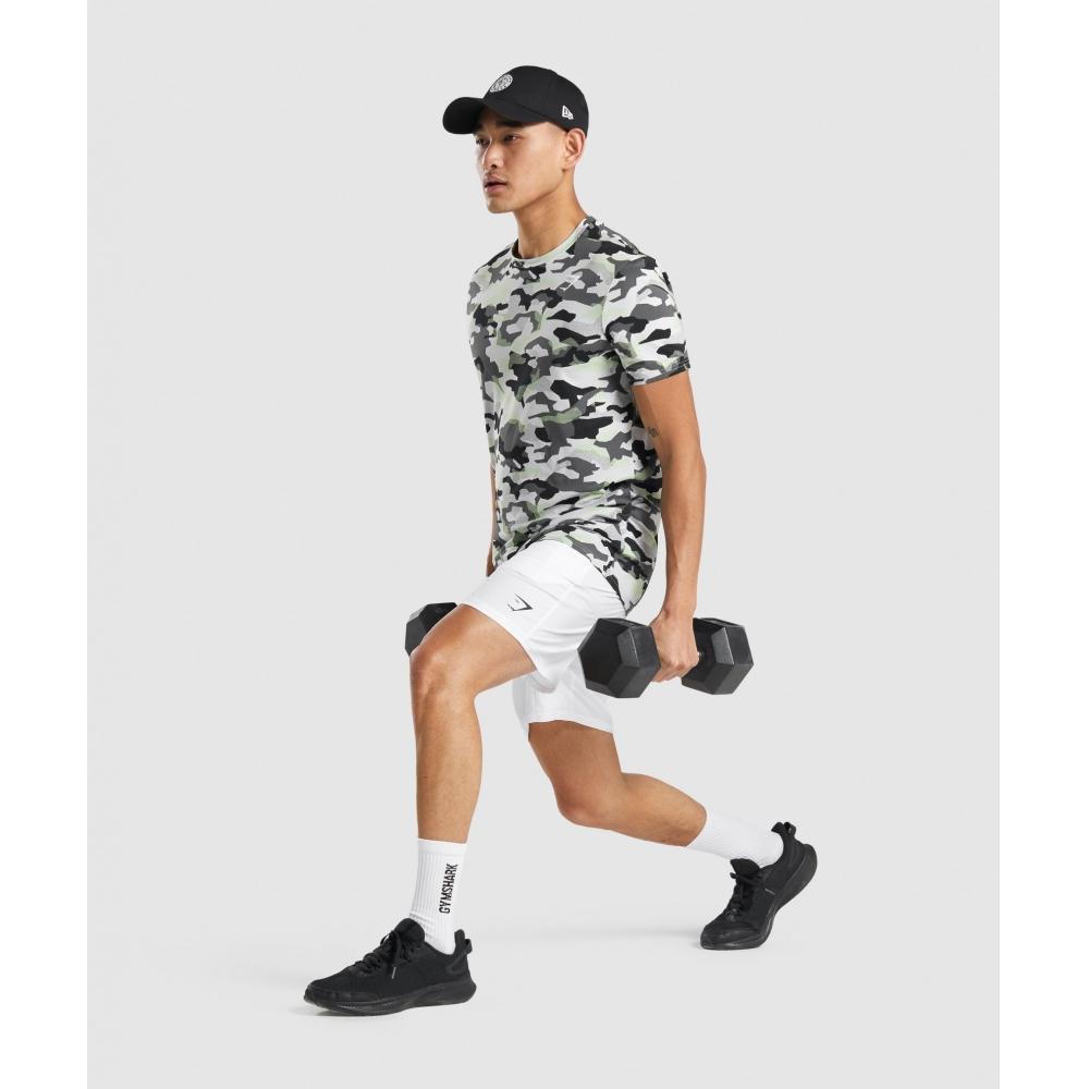 Gymshark Kraťasy Arrival 7 Bílé A2a1l Wbbm