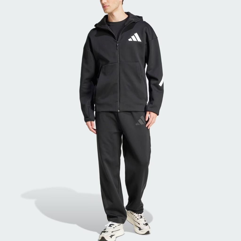 Adidas Sportswear Z.N.E. FW24 Open-Hem Joggers Comfortable Soft Loose Knit Pants Men Joggers Black JC5478