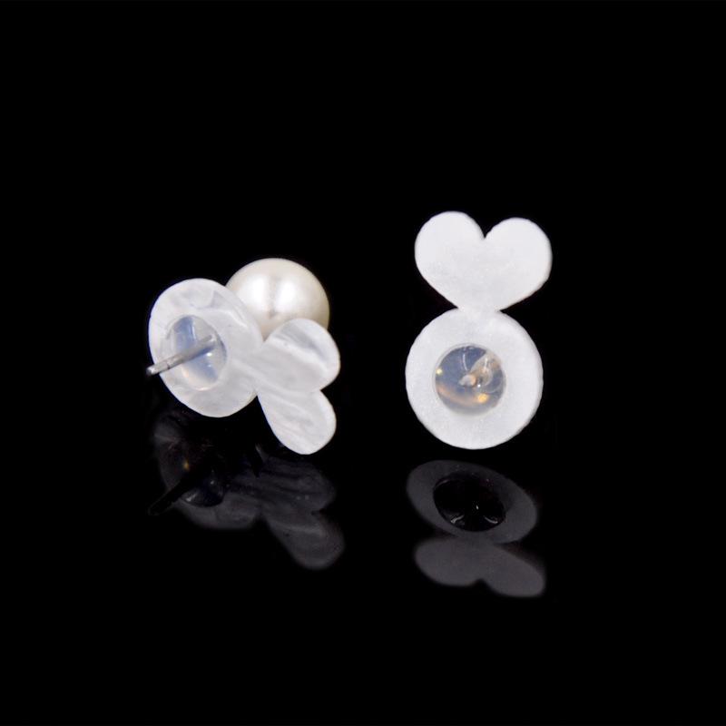 

Transparent Silicone Earplug for Earring Support - White Acrylic Backings to Prevent Tilting