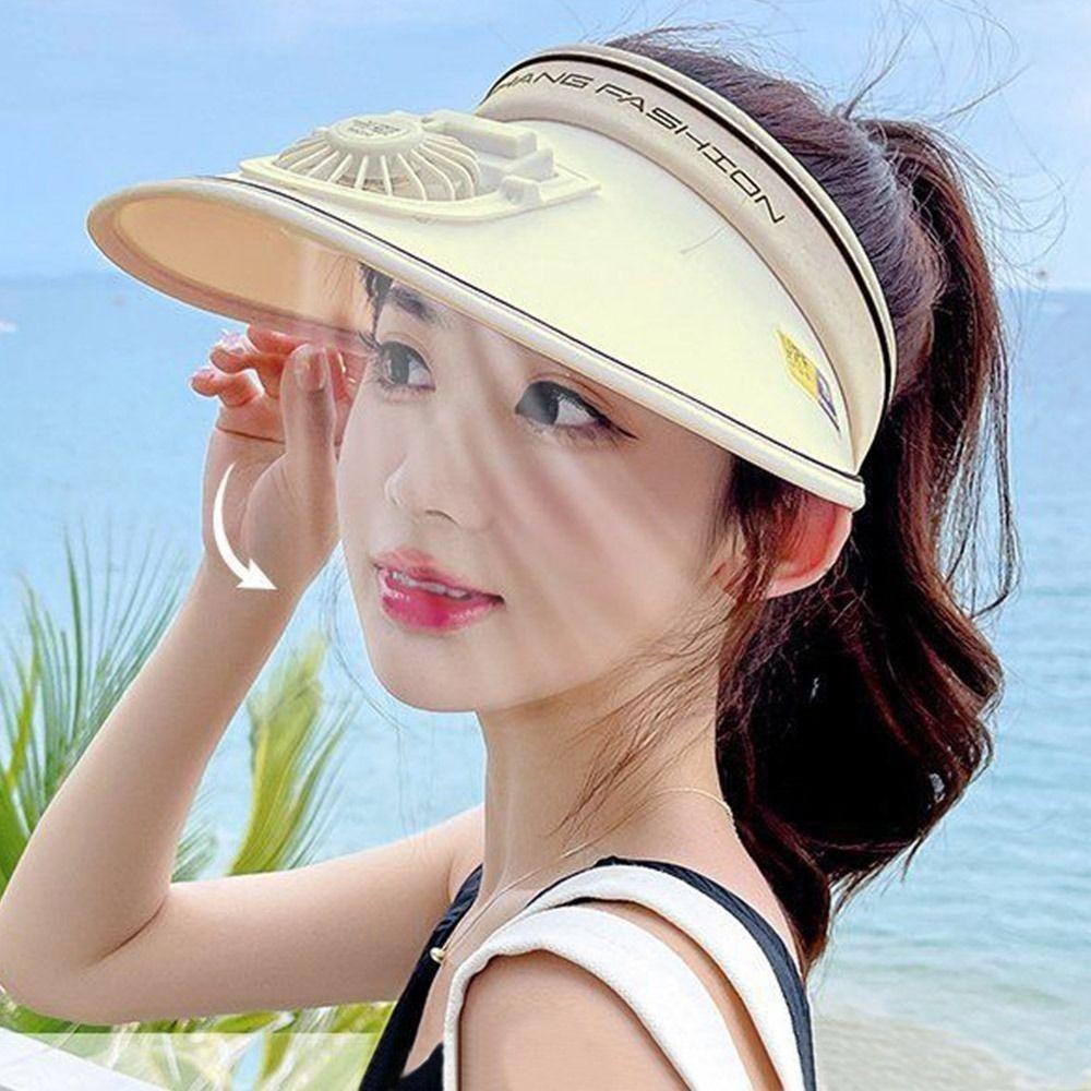 Breathable Fan Sun Hat With Fan Visors Portable Panama Cap  Men Women
