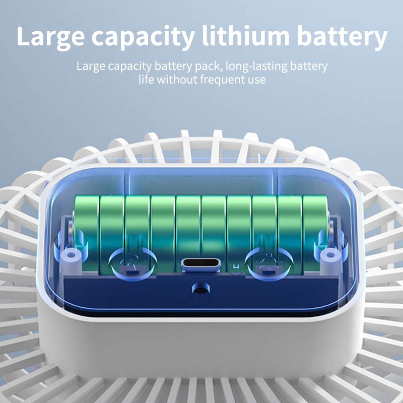 Clip-on Camping Fan 3 Speed Rechargeable Battery Operated Air Circulator Desktop Portable for Tent Office Dorm and Home