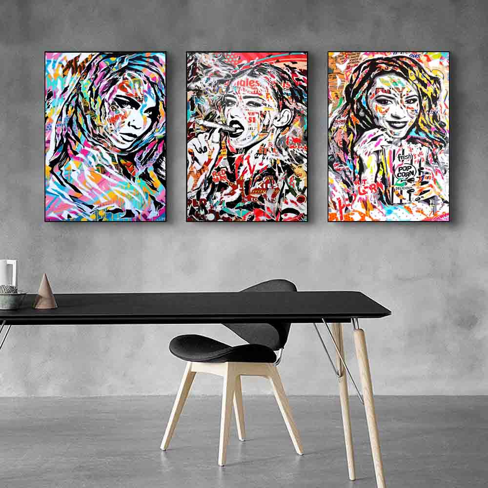 Nowy Graffiti art abstrakcyjna figura na płótnie malarstwo kultura uliczna wall art kobiety kolor plakat biuro salon home decoration mural bez ramki!