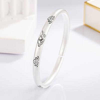 Retro Lotus Auspicious Cloud Pattern Bracelet Fashion Temperament Matching Women's Open-Ended Bracelet Auspicious Blessing