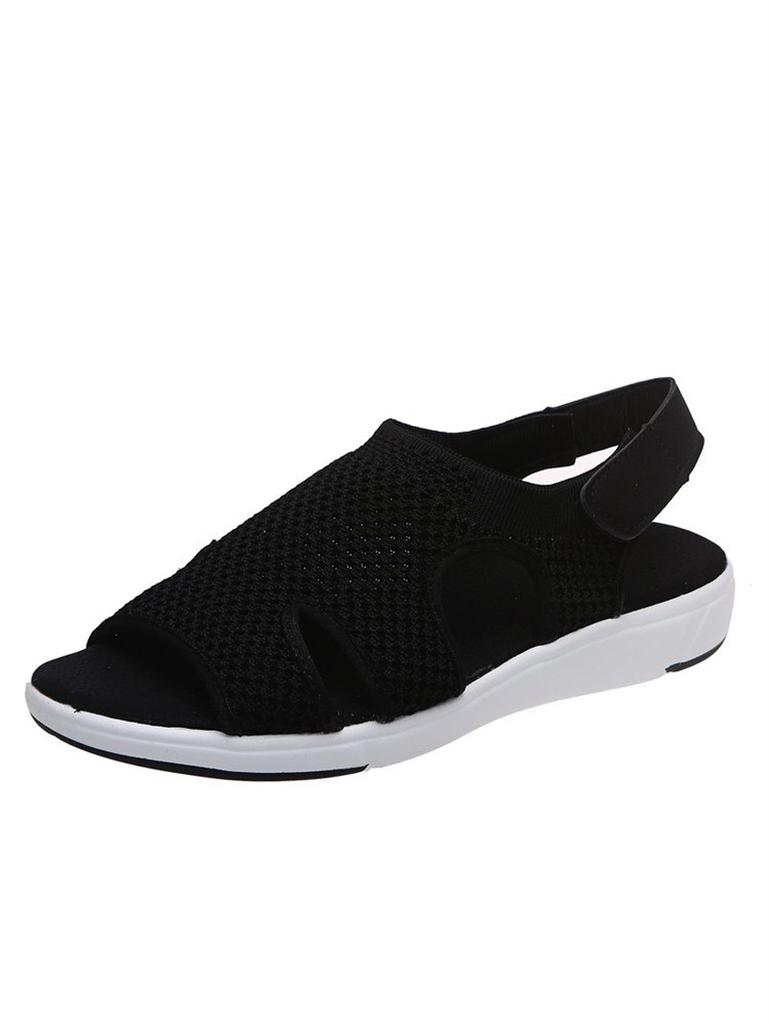 22 summer new European and American sandals large size breathable elastic fly weaving flat bottom casual