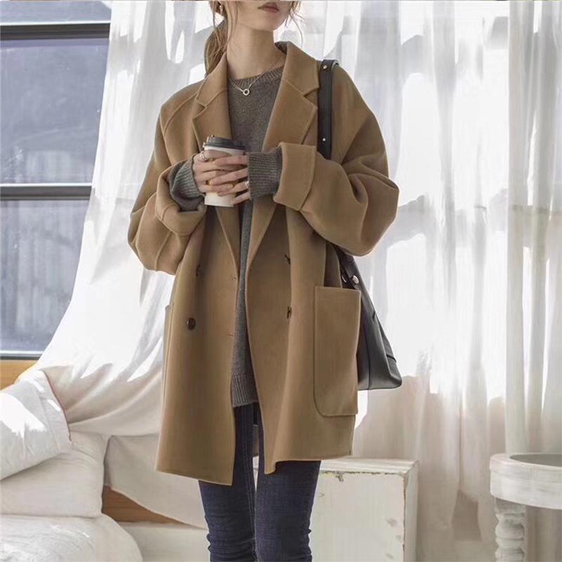 Small double-sided cashmere coat for women's new fashionable high-end short loose wool coat for women