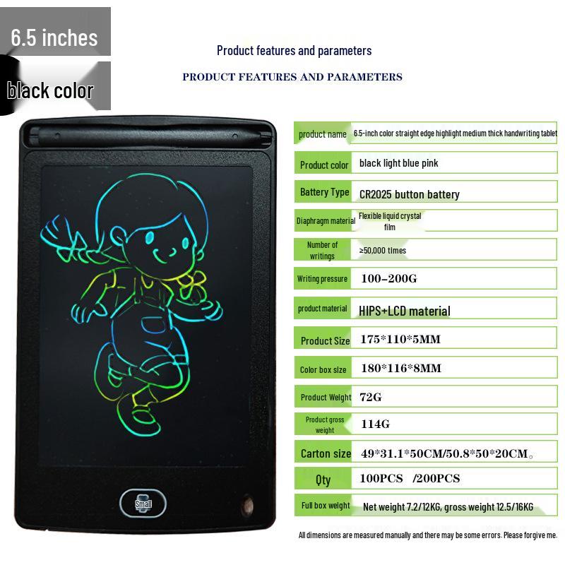 Kids' LCD Drawing Tablet - 6.5/8.5/10/12 Inch with One-Click Clear Screen