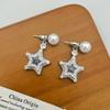 Fashion Micro Zircon Star Pendant Earrings for Women Versatile Luxury Pearl Geometric Dangle Earrings Party Jewelry Accessories
