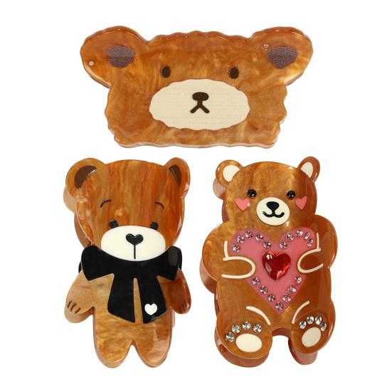 Hair Clip Cartoon Bear Shape Acrylic Back Head Hair Claw Anti-slip Teeth Half-Tied Hairstyles Large Shark Hair