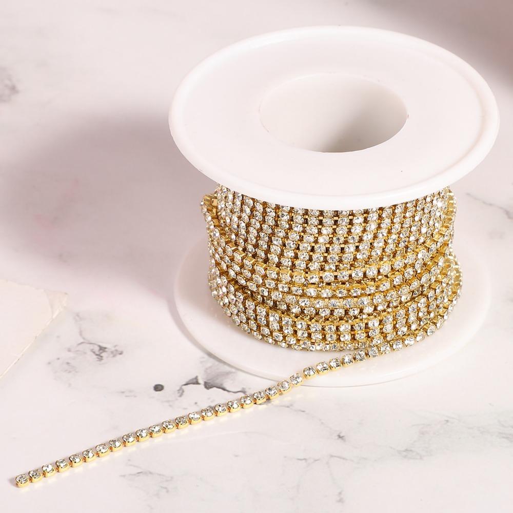 10 Yards Rhinestone Chain Roll SS6 2MM Close Chain Trim For Mobile Phone Shell