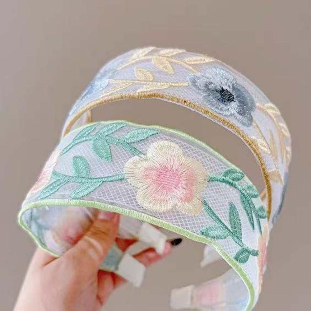 Lightweight Pastoral Hair Hoop Non-slip Wide Brim Hairband Embroidered Floral Headband  Spring