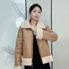 KAISER Women's American Retro Shearling Wool Coat