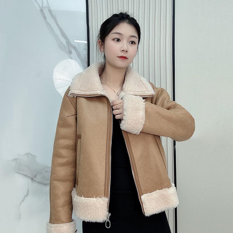 KAISER Women's American Retro Shearling Wool Coat