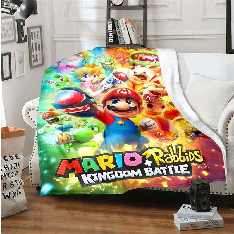 Cartoon Mario Bros Throw Blanket Soft Comfortable Sofa Blankets and Throws Flannel Blankets for Adults
