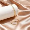 Luxury Minimalist Gold Plated Thin Chain Finger Ring Hand Chain Bracelets for Women, Party Elegant Stainless Steel Jewelry