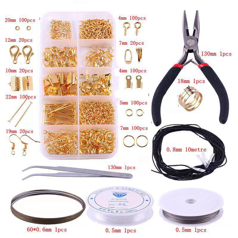 DIY Jewelry Accessory Set: Lobster Clasp, Jump Rings, Crimp Beads, Beading Tools