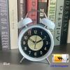 Silent Non-Ticking Analog Quartz 4 Inches Battery Operated Twin Bell Loud Alarm Clock with Backlight for