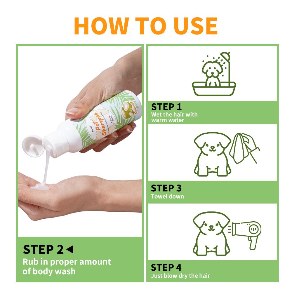 Natural Coconut Oil Pet Shampoo Gentle Cleansing Nourishing Soft Shiny Fluffy Coat for Dogs Cats All Breeds Daily Grooming Care