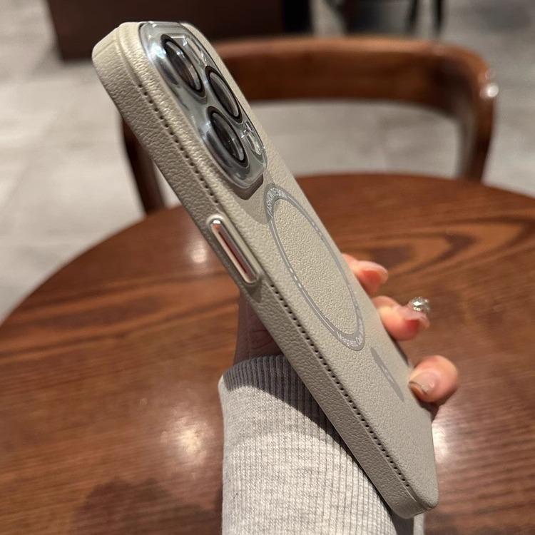 The New Lychee Peel Pattern Is Suitable for IPhone15 Phone Cases  IPhone 16promax Magnetic Suction and Full Coverage Protective Cases