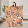 Capybara Tiny Stack Manga Flannel Blanket Super Warm Throw Blanket for Couch Bed Travel Office Funny Bedspread Sofa Bed Cover