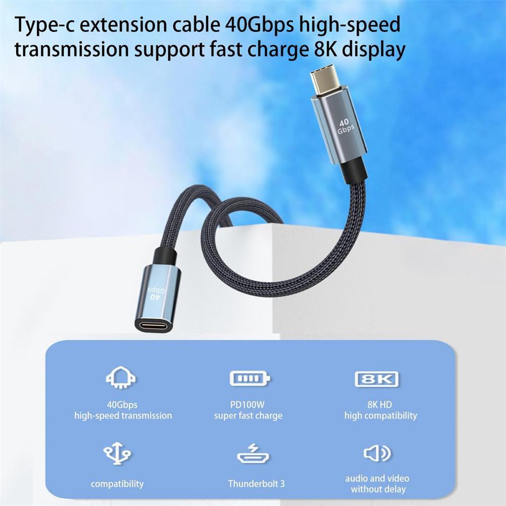 Type-C USB 4.0 40Gbps Data Charging Cable 100W 5A Fast Charge Cable 8K 60HZ Audio Video Transmission For USB C Devices