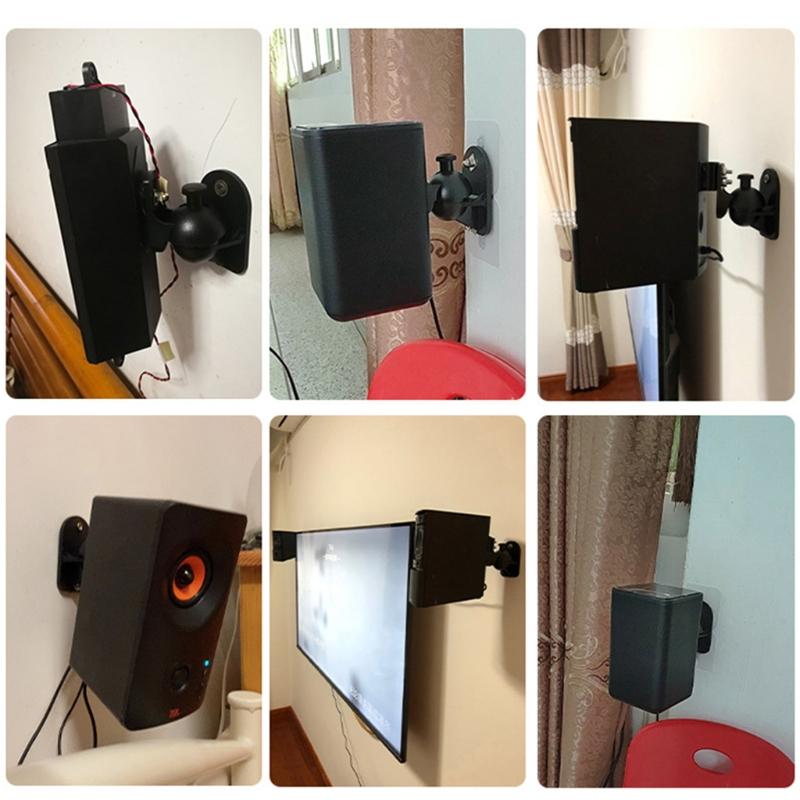 Universal Surround Small Satellite Ceiling Speaker Brackets 1Set Black Soundbar Wall mounting Brackets for Speakers