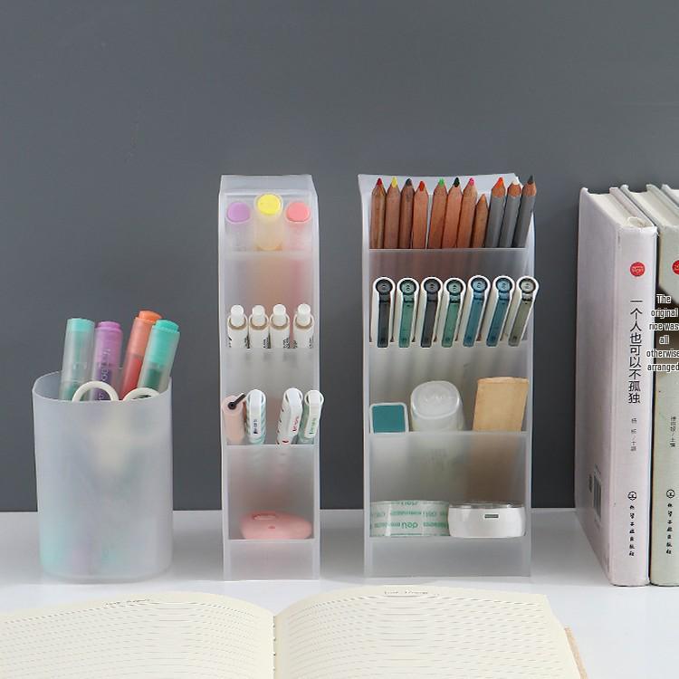 **Innovative Clear Slanted Pen Holder: Desktop Organizer for Students**