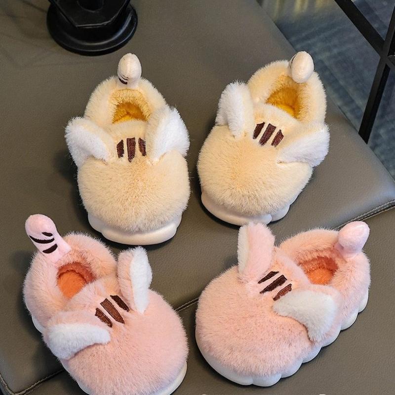 Children's Cotton Shoes New Cartoon Cute Wool Slippers Children's Plus Velvet Thick-soled Non-slip Bag with Cotton Slippers