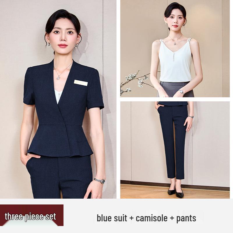 Women's Short Sleeve Professional Suit for Salon and Hotel Work