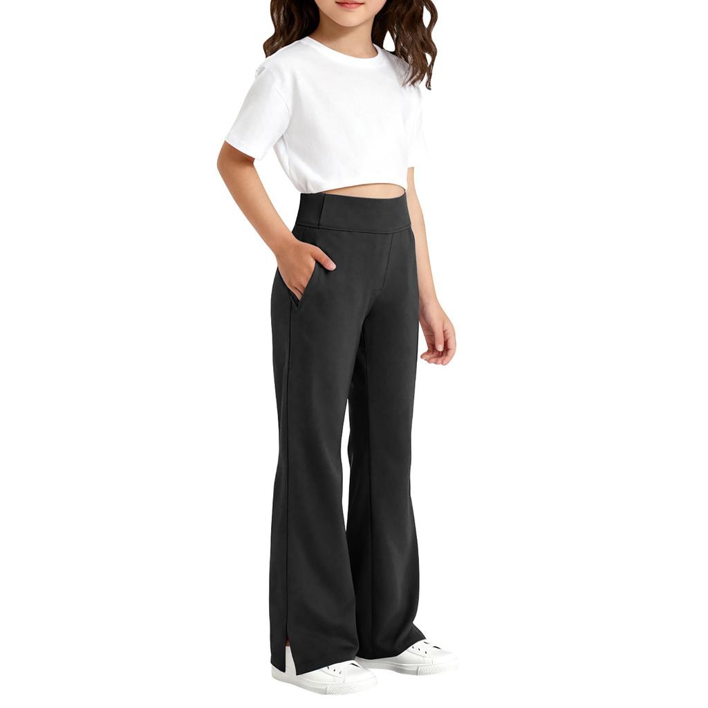 Children's Fashion Slit Micro Horn Casual Pants With Pockets And Sports Pants