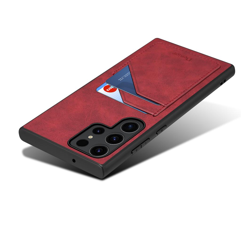 Denior Applicable Samsung S23Ultra Retro Leather Pattern Mobile Phone Case S23FE Card Anti-drop S24 Leather Case A05S