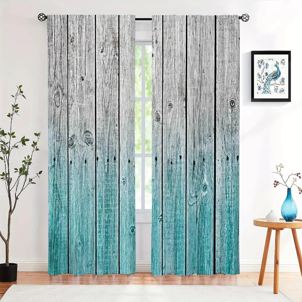 Cortina de Painel de Janela com Estampado de Listras Marrons Retrô Para Quarto Espaço Escritório Cozinha Sala de Estar Sala de Estudo Tratamento de Janela com Bolso para Barra