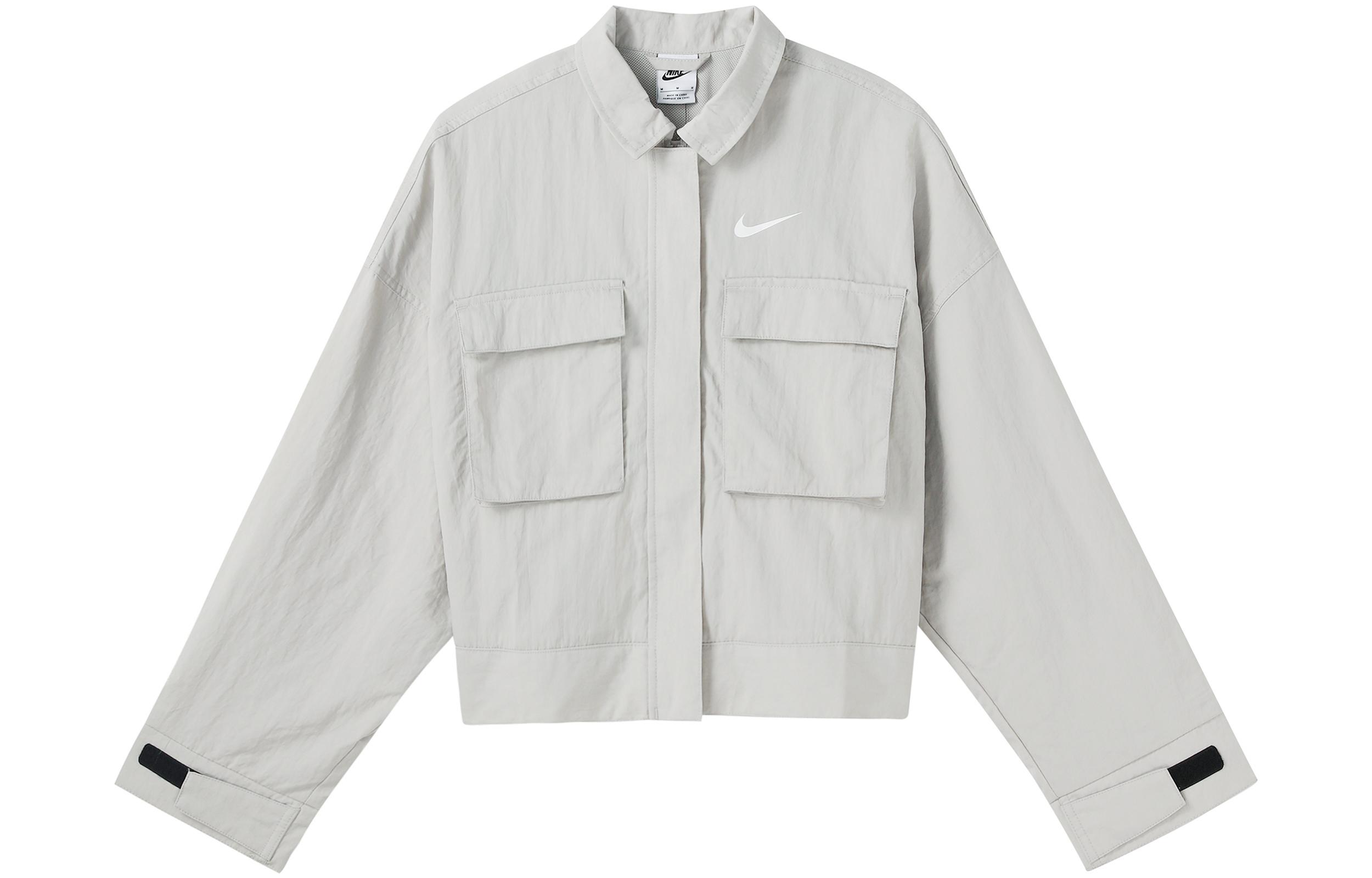 Nike Sportswear Essentials Cropped Coats Women s Limestone White Lapel Moderate DM6244-012 M
