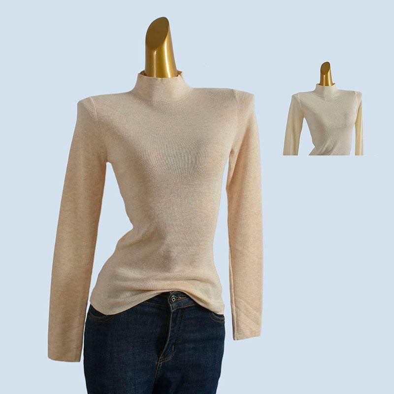 Soft and Delicate ~ Mercerized Wool Knitwear Basic All-Matching Half Turtleneck Women's Autumn and Winter Silm Bottoming Shirt Tops