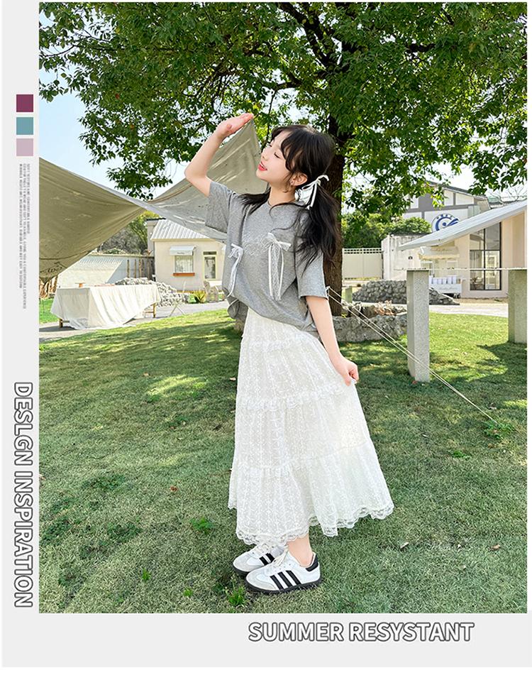 Girls' summer dress 2026 new children's fairy style floating skirt summer big children's white half skirt set