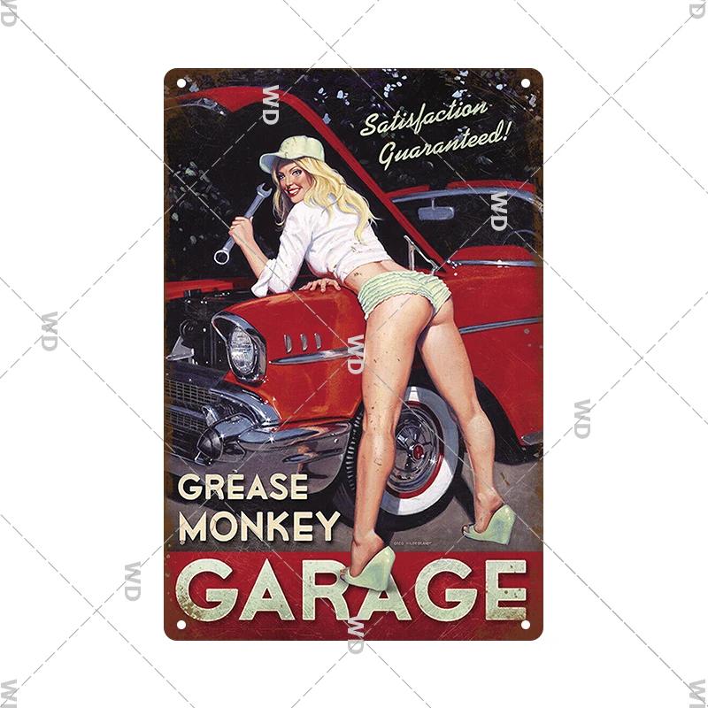 Retro Pin Up Girl Amerikanischer Stil Blechschild Metall Vintage Plakette Wandschilder Metallposter Platte Garage Schlafzimmer Man Cave Geschenk Dekor