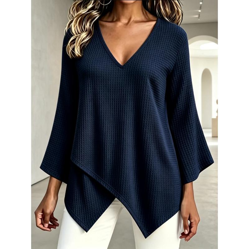 DICFY Women's Fashion Casual Long Sleeve V-Neck Blouses & Shirts